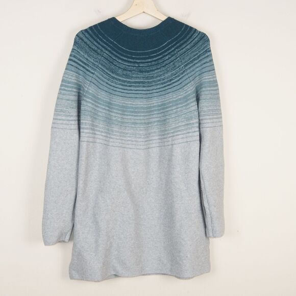 J Jill Ombre Green Gray Knit Sweater Tunic Cotton Blend Womens Sz L Tall - Picture 2 of 10